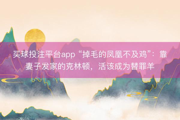 买球投注平台app “掉毛的凤凰不及鸡”：靠妻子发家的克林顿，活该成为替罪羊