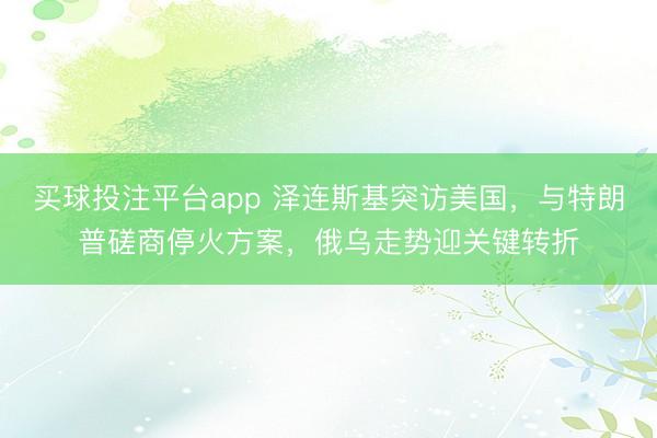 买球投注平台app 泽连斯基突访美国,与特朗普磋商停火方案,俄乌走势迎关键转折