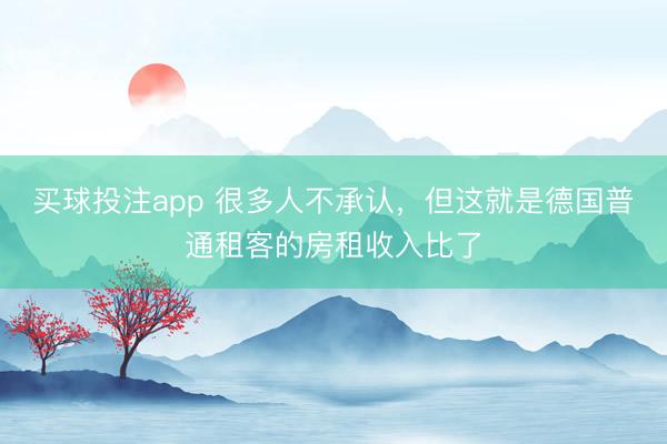 买球投注app 很多人不承认，但这就是德国普通租客的房租收入比了