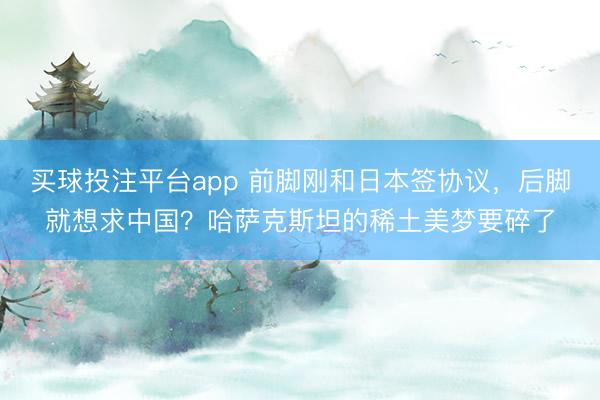 买球投注平台app 前脚刚和日本签协议,后脚就想求中国?哈萨克斯坦的稀土美梦要碎了
