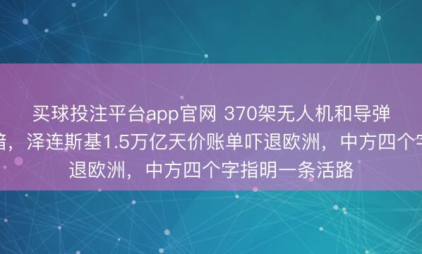 买球投注平台app官网 370架无人机和导弹让基辅陷入黑暗,泽连斯基1.5万亿天价账单吓退欧洲,中方四个字指明一条活路