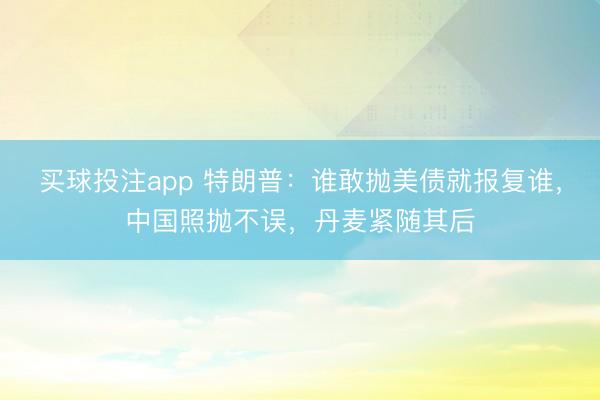买球投注app 特朗普：谁敢抛美债就报复谁，中国照抛不误，丹麦紧随其后