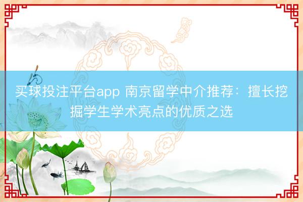买球投注平台app 南京留学中介推荐:擅长挖掘学生学术亮点的优质之选