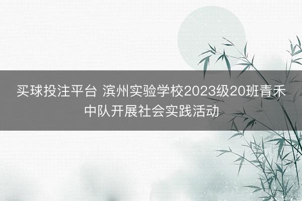 买球投注平台 滨州实验学校2023级20班青禾中队开展社会实践活动
