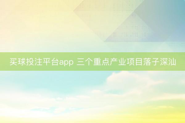 买球投注平台app 三个重点产业项目落子深汕