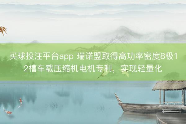 买球投注平台app 瑞诺盟取得高功率密度8极12槽车载压缩机电机专利,实现轻量化