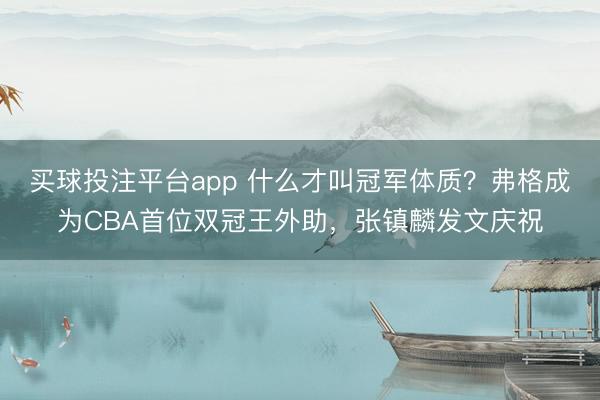 买球投注平台app 什么才叫冠军体质?弗格成为CBA首位双冠王外助,张镇麟发文庆祝