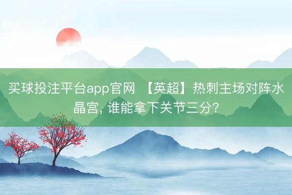 买球投注平台app官网 【英超】热刺主场对阵水晶宫， 谁能拿下关节三分?