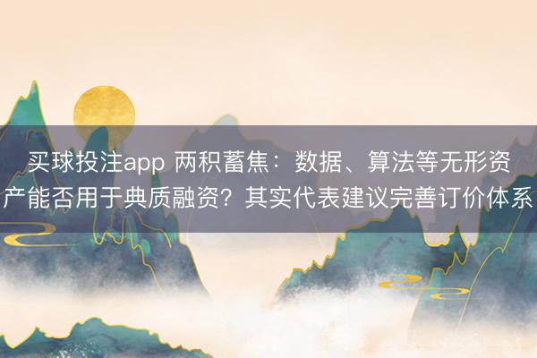 买球投注app 两积蓄焦：数据、算法等无形资产能否用于典质融资？其实代表建议完善订价体系
