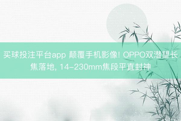 买球投注平台app 颠覆手机影像! OPPO双潜望长焦落地, 14-230mm焦段平直封神