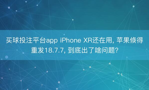 买球投注平台app iPhone XR还在用， 苹果倏得重发18.7.7， 到底出了啥问题?