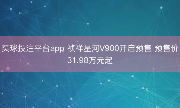 买球投注平台app 祯祥星河V900开启预售 预售价31.98万元起