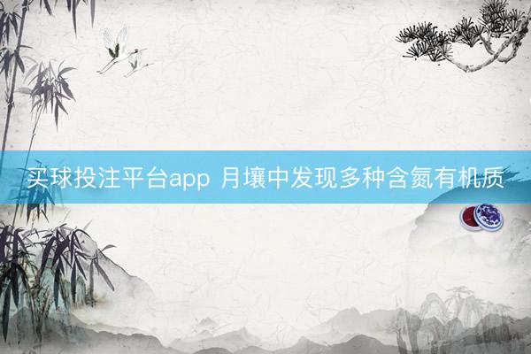 买球投注平台app 月壤中发现多种含氮有机质
