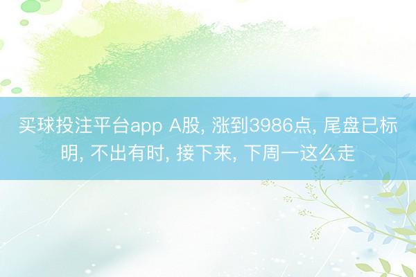 买球投注平台app A股， 涨到3986点， 尾盘已标明， 不出有时， 接下来， 下周一这么走