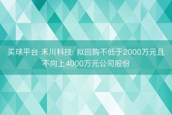 买球平台 禾川科技: 拟回购不低于2000万元且不向上4000万元公司股份