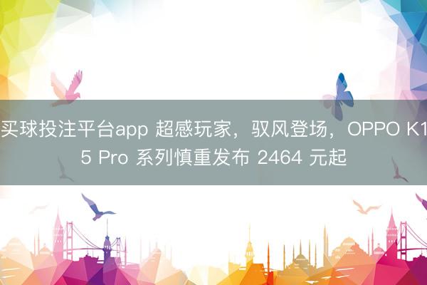 买球投注平台app 超感玩家，驭风登场，OPPO K15 Pro 系列慎重发布 2464 元起