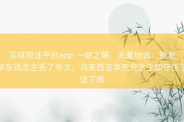 买球投注平台app 一峡之隔，天差地远：新加坡华东说念主丢了中文，马来西亚华东说念主却守住了根