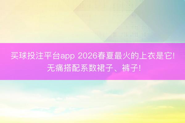 买球投注平台app 2026春夏最火的上衣是它! 无痛搭配系数裙子、裤子!