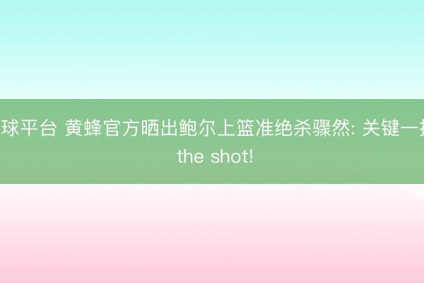 买球平台 黄蜂官方晒出鲍尔上篮准绝杀骤然: 关键一投， the shot!