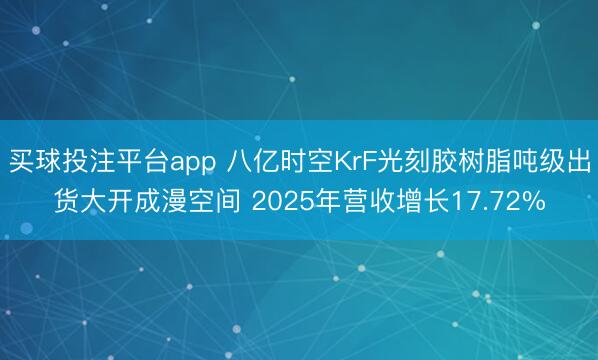 买球投注平台app 八亿时空KrF光刻胶树脂吨级出货大开成漫空间 2025年营收增长17.72%