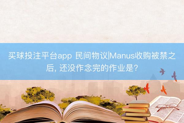 买球投注平台app 民间物议|Manus收购被禁之后， 还没作念完的作业是?