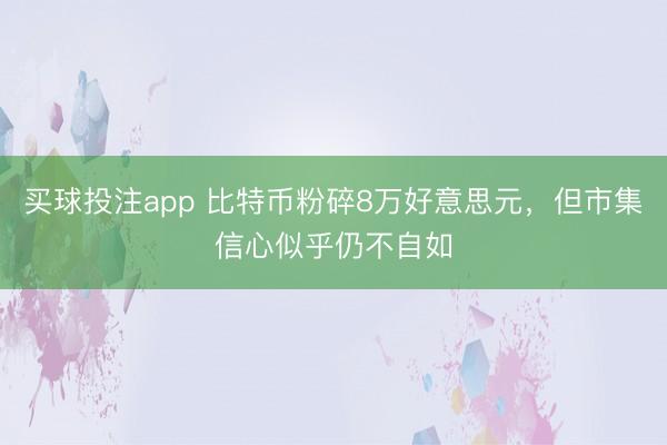 买球投注app 比特币粉碎8万好意思元，但市集信心似乎仍不自如