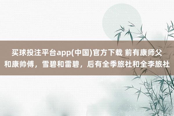 买球投注平台app(中国)官方下载 前有康师父和康帅傅,雪碧和雷碧,后有全季旅社和全李旅社