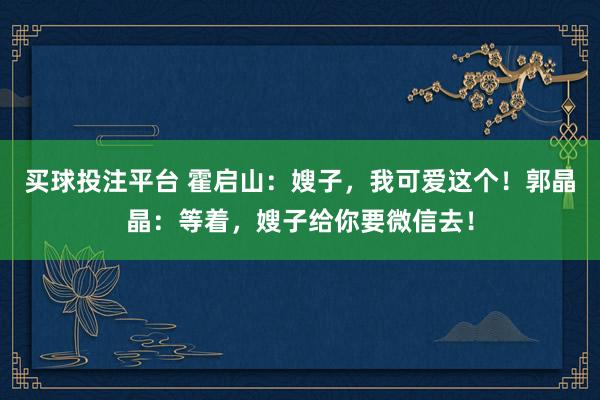 买球投注平台 霍启山:嫂子,我可爱这个!郭晶晶:等着,嫂子给你要微信去!
