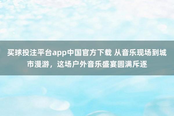 买球投注平台app中国官方下载 从音乐现场到城市漫游,这场户外音乐盛宴圆满斥逐