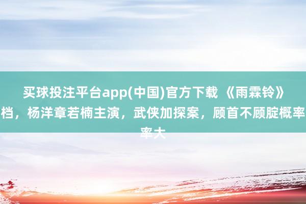 买球投注平台app(中国)官方下载 《雨霖铃》定档，杨洋章若楠主演，武侠加探案，顾首不顾腚概率大