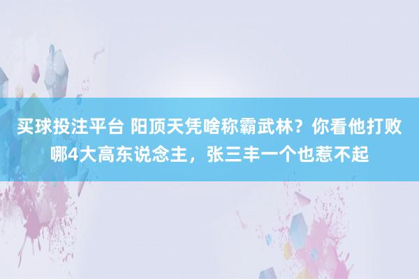 买球投注平台 阳顶天凭啥称霸武林?你看他打败哪4大高东说念主,张三丰一个也惹不起