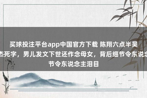 买球投注平台app中国官方下载 陈翔六点半吴妈吴艳杰死字,男儿发文下世还作念母女,背后细节令东说念主泪目