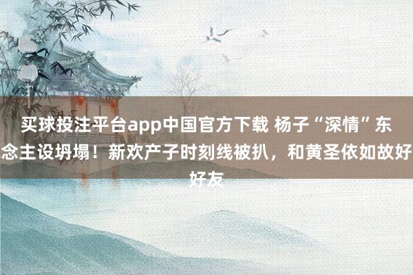 买球投注平台app中国官方下载 杨子“深情”东说念主设坍塌!新欢产子时刻线被扒,和黄圣依如故好友