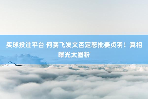 买球投注平台 何赛飞发文否定怒批姜贞羽!真相曝光太圈粉