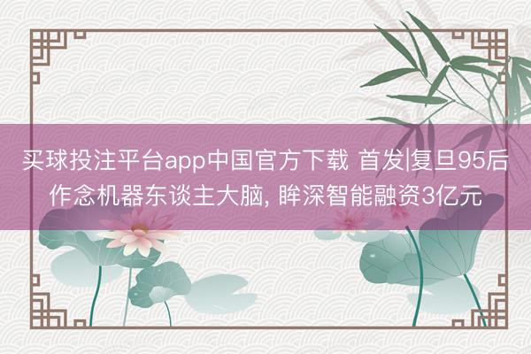 买球投注平台app中国官方下载 首发|复旦95后作念机器东谈主大脑, 眸深智能融资3亿元
