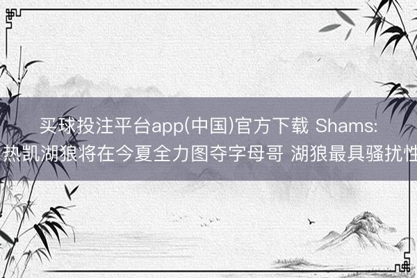 买球投注平台app(中国)官方下载 Shams: 热凯湖狼将在今夏全力图夺字母哥 湖狼最具骚扰性