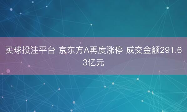 买球投注平台 京东方A再度涨停 成交金额291.63亿元