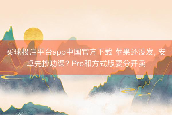 买球投注平台app中国官方下载 苹果还没发, 安卓先抄功课? Pro和方式版要分开卖