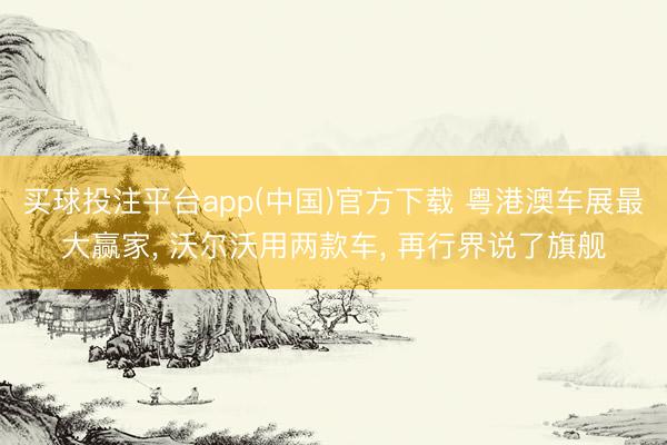 买球投注平台app(中国)官方下载 粤港澳车展最大赢家, 沃尔沃用两款车, 再行界说了旗舰
