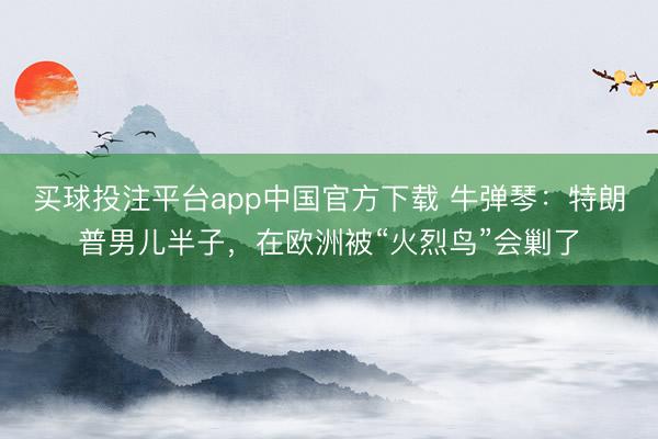 买球投注平台app中国官方下载 牛弹琴:特朗普男儿半子,在欧洲被“火烈鸟”会剿了
