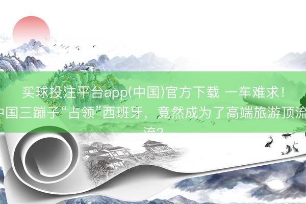 买球投注平台app(中国)官方下载 一车难求！中国三蹦子“占领”西班牙，竟然成为了高端旅游顶流？