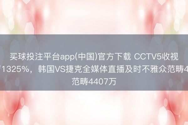 买球投注平台app(中国)官方下载 CCTV5收视率教育1325%,韩国VS捷克全媒体直播及时不雅众范畴4407万