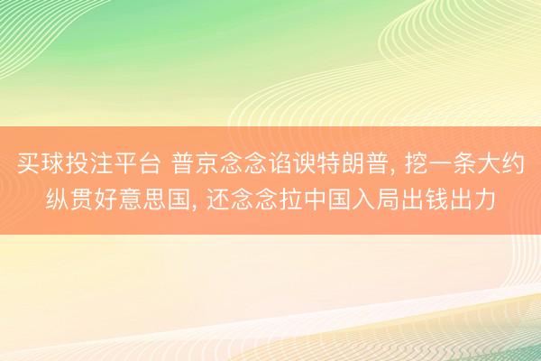 买球投注平台 普京念念谄谀特朗普, 挖一条大约纵贯好意思国, 还念念拉中国入局出钱出力