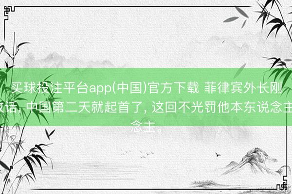 买球投注平台app(中国)官方下载 菲律宾外长刚放话， 中国第二天就起首了， 这回不光罚他本东说念主。