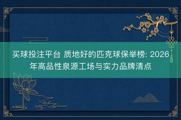 买球投注平台 质地好的匹克球保举榜: 2026年高品性泉源工场与实力品牌清点