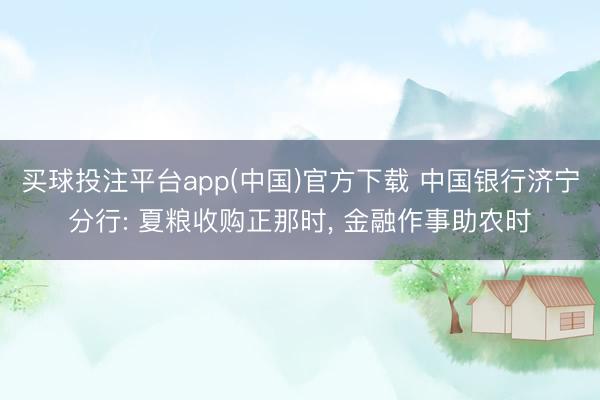 买球投注平台app(中国)官方下载 中国银行济宁分行: 夏粮收购正那时， 金融作事助农时